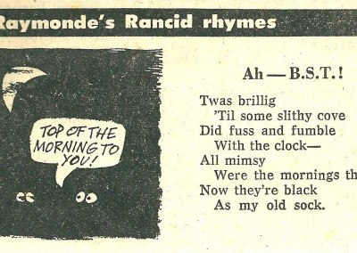 Roy Raymonde Cartoonist Raymonde's Rancid Rhymes Sunday Telegraph 29